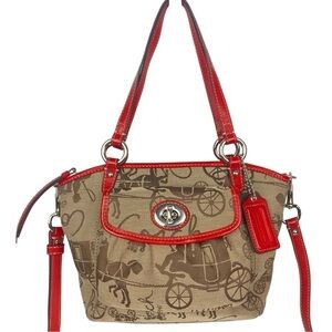 COACH Leah Horse Carriage Print Canvas and Leather Shoulder Bag - $274. - #14855